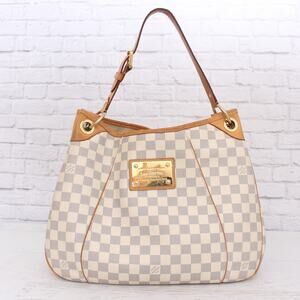 Louis Vuitton Galliera PM Damier Azur Shoulder Tote White Handbag Purse A2535